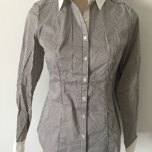 WHBM Striped Poplin City Shirt Size 2 (XSMALL)